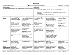 LESSON PLANS Week of 09/08/14-09/12/14 6th grade World