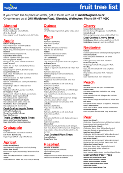 Almond Apple Crabapple Apricot Quince Plum Hazelnut Cherry