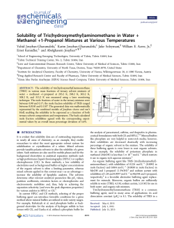 Solubility of Tris (hydroxymethyl) aminomethane in Water+