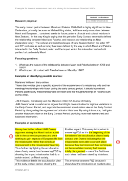 Research proposal: The early contact period between Maori and