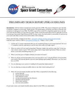 PRELIMINARY DESIGN REPORT (PDR) GUIDELINES