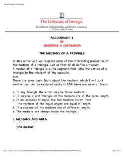ASSIGNMENT 4 BY SHADRECK S CHITSONGA THE MEDIANS OF