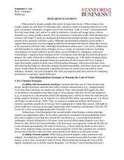 Stephanie C. Lin Ph.D. Candidate Marketing RESEARCH