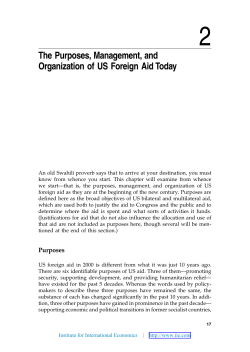 The Purposes, Management, and Organization of US Foreign Aid