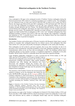 Historical earthquakes in the Northern Territory
