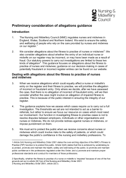 Preliminary consideration of allegations guidance