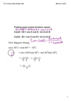 Find:аа cos (75 ) = cos(45 +ана30 ) = cos (45) cos - DC-PC