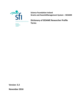 Dictionary of SESAME Researcher Profile Terms