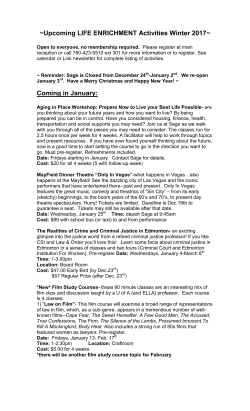 Upcoming LIFE ENRICHMENT Activities Winter 2017