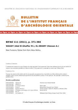 bulletin de l`institut français d`archéologie orientale