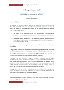 Defining the Secrecy World Rethinking the language of `offshore