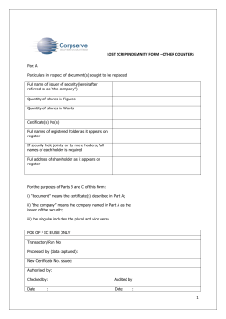 1 LOST SCRIP INDEMNITY FORM &ndash;OTHER COUNTERS