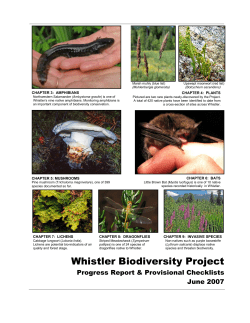 Progress Report - Whistler Biodiversity Project