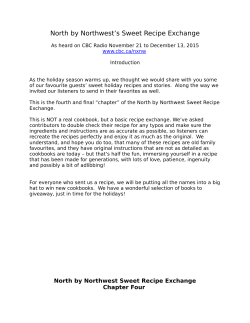 North by Northwest`s Sweet Recipe Exchange