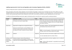 Labelling Requirements for Fresh Fruit and Vegetables July 2015