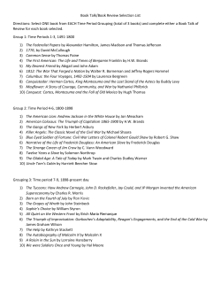Book Talk/Book Review Selection List Directions: Select