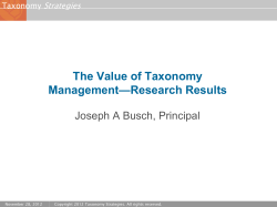 The Value of Taxonomy Management: Research Results