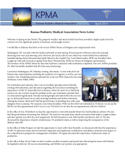 April 2013 Kansas Podiatric Medical Association News Letter