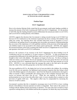 ELCC Supplement and Minimum Qualifications