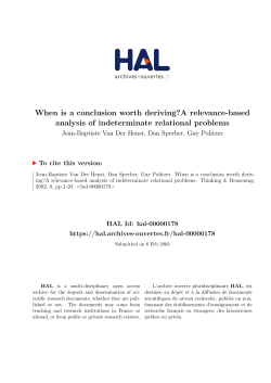 When is a conclusion worth deriving?A relevance-based - HAL-ENS