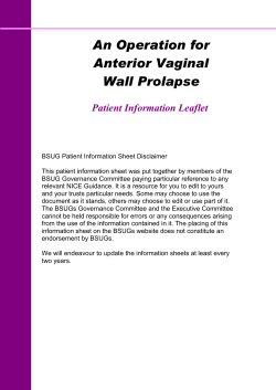 An Operation for Anterior Vaginal Wall Prolapse