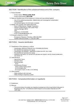 Direct Lactic Acid Safety Data Sheet