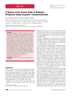 A review of the current state of biodiesel production using enzymatic