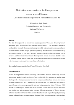 Motivation as success factor for Entrepreneurs in rural areas of