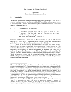 The Syntax of the Tibetan Correlative.