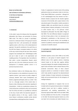 Dewey on the Reflex Arc and the Dawn of the Dynamical Approach