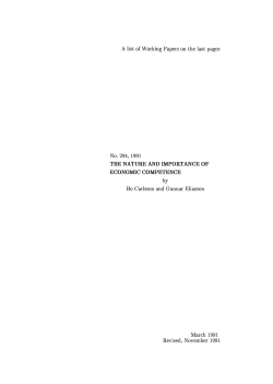 THE NATURE AND IMPORTANCE OF ECONOMIC COMPETENCE