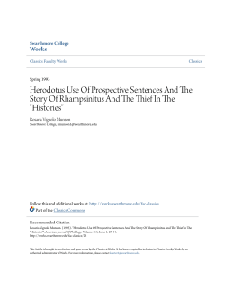 Herodotus Use Of Prospective Sentences And The Story Of