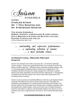 avisonensemble.com reviews Charles Avison Op. 1 Trio Sonatas
