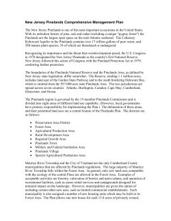 New Jersey Pinelands Comprehensive Management Plan The New