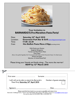 BARNARDO`S Pre-Marathon Pasta Party!