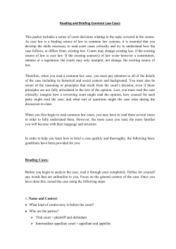 Reading and Briefing Common Law Cases This packet includes a