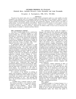 gender priming in italian - Center for Research in Language