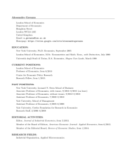 Curriculum Vitae - School of Economics
