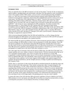 ACR White Paper on Magnetic Resonance (MR) Safety