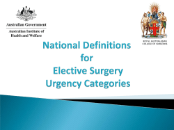 National Definitions for Elective Surgery Urgency Categories