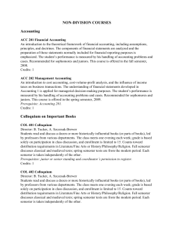 NON-DIVISION COURSES Accounting Colloquium on Important