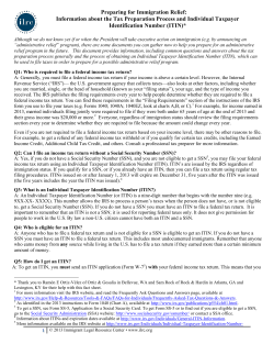 Preparing for Immigration Relief: Information about the Tax