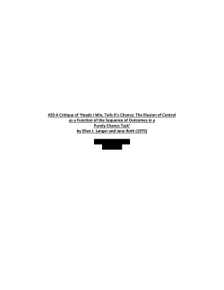 #20 A Critique of `Heads I Win, Tails It`s Chance: The Illusion of