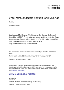Frost fairs, sunspots and the Little Ice Age