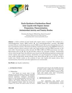 Facile Synthesis of Imidazolium Based Ionic Liquids with Organic