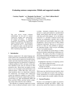 Evaluating sentence compression: Pitfalls and
