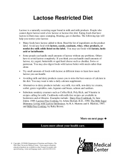 Lactose Restricted Diet - OSU Patient Education Materials