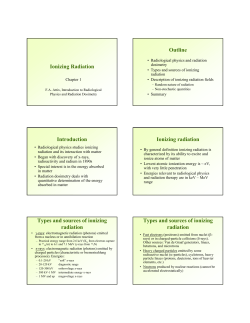 Ionizing Radiation Outline Introduction Ionizing radiation Types and