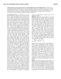 The Viscosity of Lunar Magmas at High Pressure and Temperature