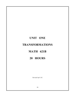 Unit One Transformations Math 621B 20 Hours